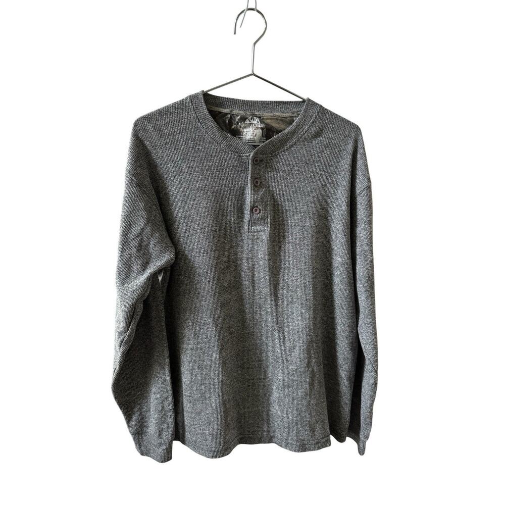 Northern Valley‎ Waffle Knit Henley Shirt 2XL Gray Long Sleeve Thermal Casual